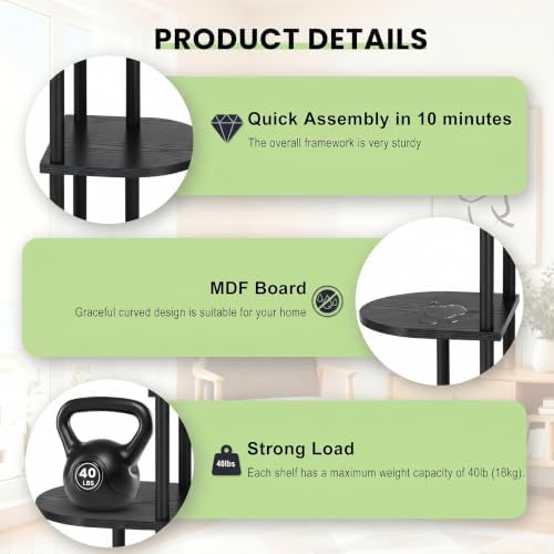 Tiered Plant Stand Indoor, Tall 5 Tier 6 Potted Wooden Plant Shelf for Multiple Flower Plants, Multi Corner Metal Plant Holder Indoor for Patio Garden Patent Design Living Room Balcony Bedroom, Black - Image 4