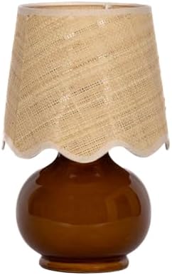 Benton Ceramic Table Lamp with Fabric Shade – 13" Bedside Accent Lamp for Bedroom, Living Room & Nightstand (Brown) - Image 2
