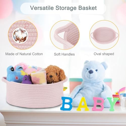 COMSE Empty Small Gift Basket with Bag & Ribbons, Light pink - Image 5