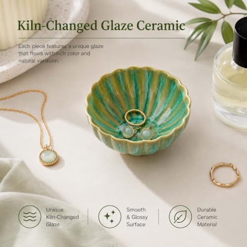 Glazed Ceramic Jewelry Dish Tray,Green Ring Holder Dish Jewelry Tray - Image 6
