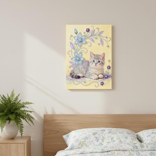 DIY Pearl Painting with Frame, Creative Design, Handmade Stress-Relieving Home Wall Decoration, Includes Frame and Tools-Cat - Image 4