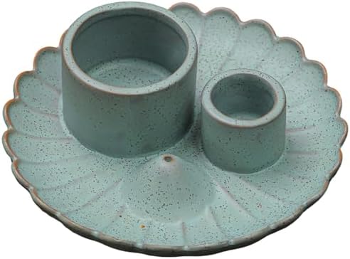 Multifunction Incense and Candle Holder for Burning Sage, Palo Santo, Ceramic Incense Stick Holder for Palo Santo Burner, Sage Holder for Yoga, Meditation, and Energy Cleansing (Green) by GVOPGIDESCitronellaIncense