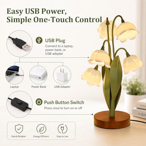 Flower Table Lamp for Bedroom, LED Cute Reading Light - Image 4