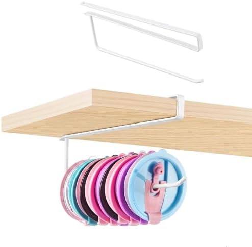 Tumbler Lid Organizer, Round Wire Fits Straw and Drink Lids White by Unknown