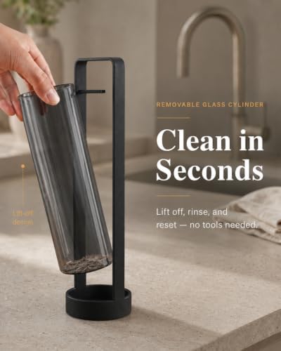 Incense Holder with Ash Catcher – Upside Down Incense Burner, Windproof Glass No Mess Heavy Metal Base, Anti-Ash Incense Holder for Sticks, Minimalist Desk Decor for Home Meditation Yoga (Black) - Image 4
