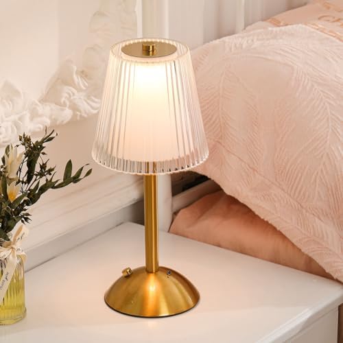 Liliful 1 Pcs Cordless Table Lamp LED Touch, Gold, Hollow Lined Style - Image 5