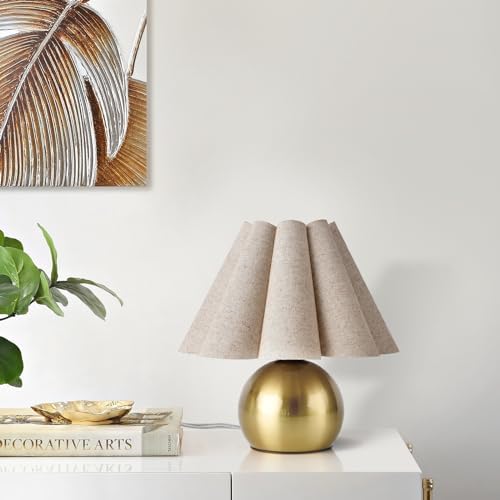 Gold Small Touch Control Table Lamp for Bedroom, Brass Gold Bedside Lamps for Nightstand, Cute Mini Small Table Lamps for Small Spaces with Scalloped Shade for Kitchen Counter, Bookshelf, Living Room - Image 5