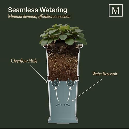 Mayne Fairfield 28in Self-Watering Tall Square Planter, White - Image 2
