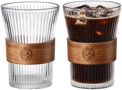 2 Pcs Espresso Coffee Tea Cups with Heat Insulation Wooden Ring 9 Oz by Unknown