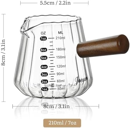 Joeyan Espresso Cups 7 oz, Ribbed Glass Measuring Cup, Espresso Accessories - Image 2