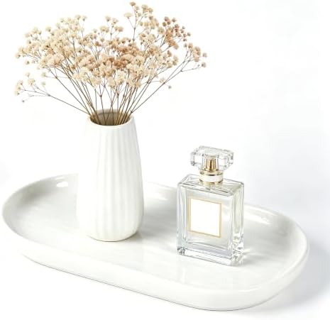 7" Small Ceramic Perfume Tray for Dresser,Vanity Trays for Bathroom Counter by XUEXIANSHU