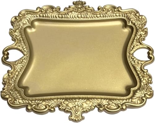 khtumeware 1 Pack Vintage Gold Jewelry Dish Brushed Gold Jewelry Trays ideal for holding jewelry rings and large jewelry storage trinkets. by khtumeware