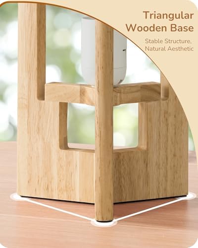 EDISHINE Small Cute Table Lamp, Natural Wood Nightstand Lamp, 13.5", E26 - Image 2