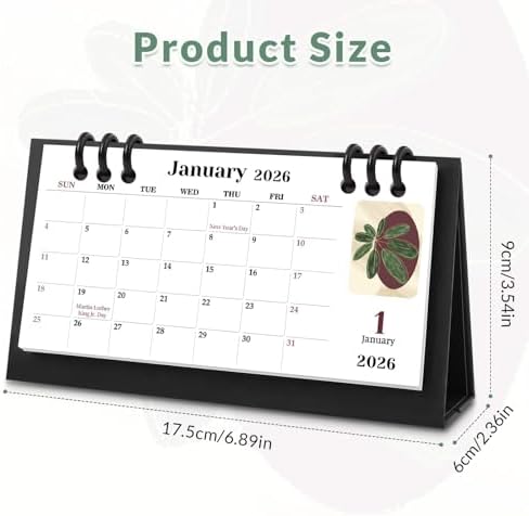 Small Desk Calendar 2026-2027, Desktop Calendar 18 Months - Runs From July 2026 Until Dec. 2027, Mini Standing Flip Calendar for Home, School and Office Supplies, 6.3" x 3.1" - Image 4