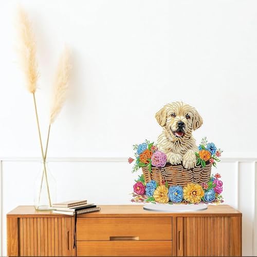 Diamond Painting Kits for Adults Beginners, 5D Full Drill Dog Crystal Art Desktop Ornament, DIY Single Sided Home Office Desk Decor, Creative Craft Gift Set with Tools - Image 4