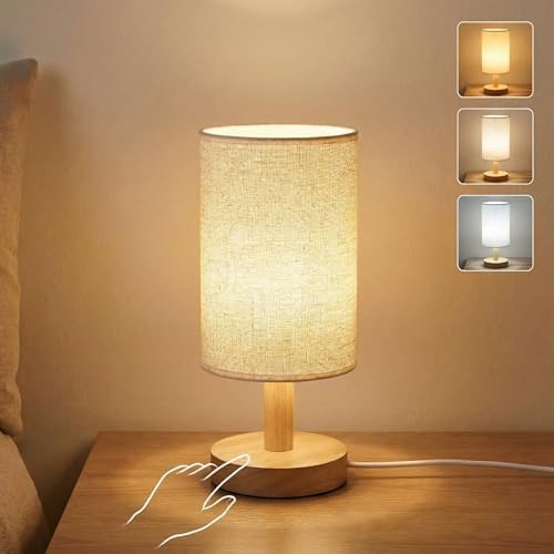 Touch Bedside Table Lamp with 3 Color Temperatures & Stepless Dimming by PuziphaTableLamp
