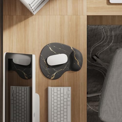 Office Mousepad with Gel Wrist Support - Ergonomic Gaming Desktop Mouse Pad Wrist Rest - Design Gamepad Mat Rubber Base for Laptop Computer -Silicone Non-Slip Special-Textured Surface (15MarbleB) - Image 2