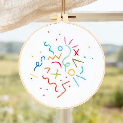 Beginners Embroidery Stitch Practice Kits, Easy Hand Embroidery Starters Kit for Beginners Adults, Stamped Cross Stitch Kits DIY Needlepoint Kits for Beginners Adults, Embroidery Hoop & Video Tutorial - Image 4