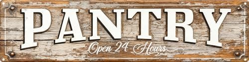 Vintage Tin Pantry Open 24 Hours Sign Retro Metal Sign Suitable For Home And Pantry - Multi-Purpose For Indoor/Outdoor Use Plaque 4x16 Inch by longzizhuer