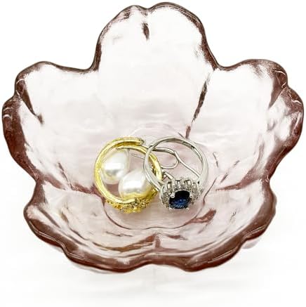 Flower Ring Dish Jewelry Tray, Glass Jewelry Dish Tray, Aesthetic Room Decor Small Trinket Dish, Nightstand Jewlery Ring Holder Dish, Bathroom Jewelry Plate Bowl for Rings Earrings Gift (Light Purple) - Image 3