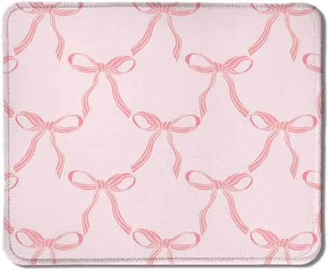 Cute Coquette Pink Bow Aesthetic Mouse Pad, Preppy Girly Pink Striped Bow Mouse Pads for Wireless Mouse Computers Laptop Desk Accessories, Coquette Girly Office Supplies, 9.5x7.9 Inch by Unknown