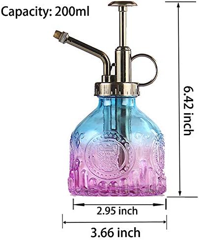 Plant Mister Glass Spray Bottle Small Plant Watering Can 6.4" Tall Retro Indoor Watering Can Bronze Plastic Top Pump for Garden Indoor Plant Sprayer (Blue Violet Gradient) - Image 2