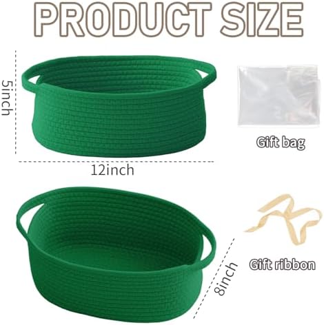JMvicyroam Small Woven Basket, Empty Gift Basket, Green/1 Pack - Image 2