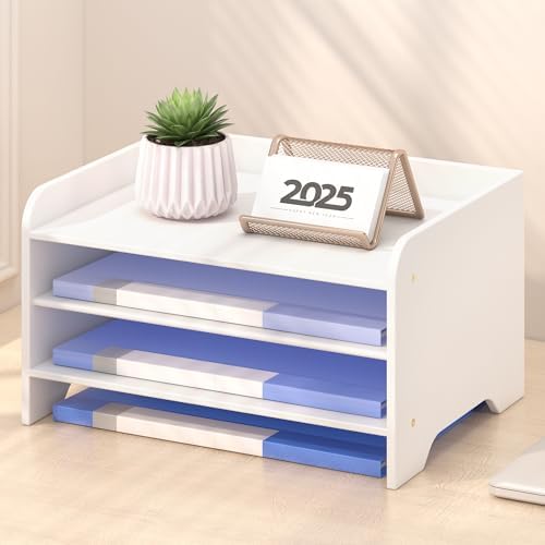 Bamboo File Organizer for Desk, Desktop Paper Tray and Mail Holder by Unknown