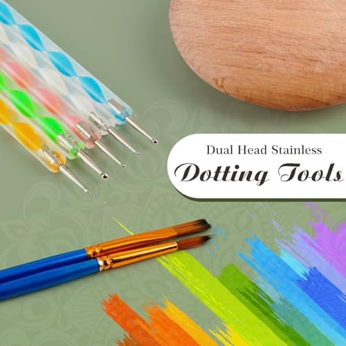Mandala Rock Painting Kit - 5 Large Wooden Rocks for Painting with 6 Stencil Supplies - Mandala Dotting Tools Kit - Dotting Tools for Paint Rocks - Dot Art and Crafts for Adults Woman - Image 4
