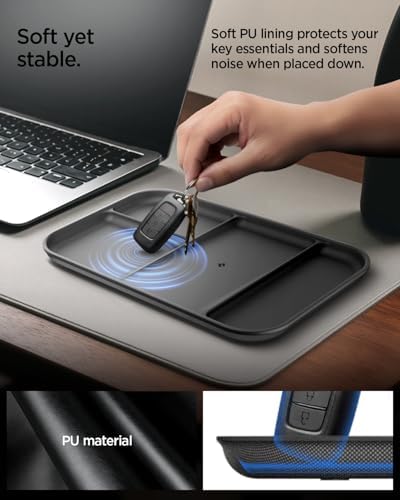 Spigen Vegan Leather Valet Tray Tech EDC Nightstand Desk Organizer - Image 4