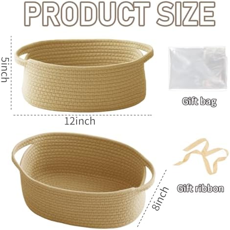 JMvicyroam Small Woven Basket, Empty Gift Basket, Jute/1 Pack - Image 2