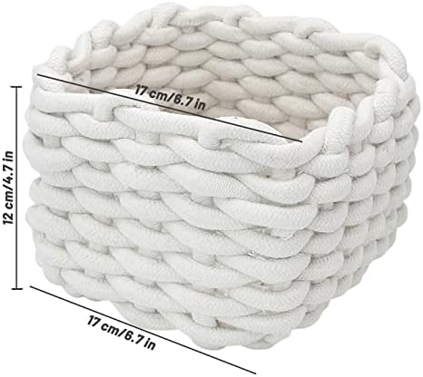 Small Storage Decorative Basket, Cotton Rope Woven Shelf Basket for Little Items, Cute Box Organizer for Baby Room, Nursery, Bedroom - Image 2