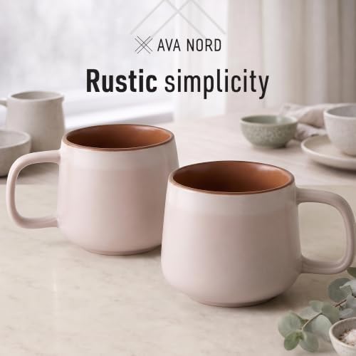 Ava Nord Large Stoneware Ceramic Coffee Mugs Set of 2 | 20 oz | Rose Sand - Image 7