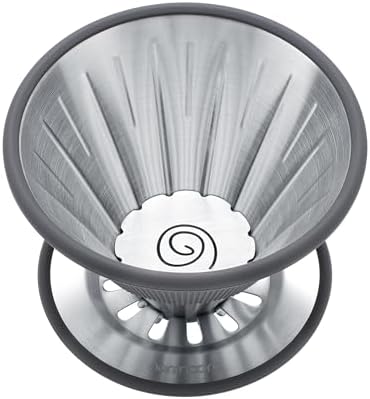 Normcore 2-in-1 Pour Over Coffee Dripper, 1-4 Cups Metal Coffee Dripper, Use V60 and Wave Filter Paper Coffee Maker, 304 Stainless Steel, Silver by NORMCORECOFFEETOOLS
