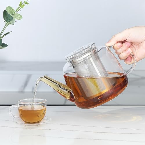 Easyworkz Borosilicate Glass Teapot 50oz with Large Stainless Steel Removable Loose Tea Infuser for Fruit Herbal and Infusion - Image 3