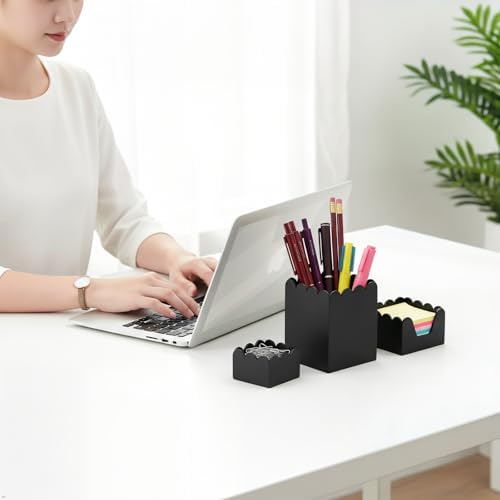 YAGELI Acrylic Desk Organizer Set of 3, Black - Image 2