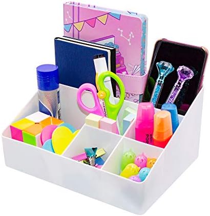 Granvela Home Organizer Bedside Table Organizer Makeup Organizer |Cosmetics Storage Box - 6 Compartments (White) - Image 4