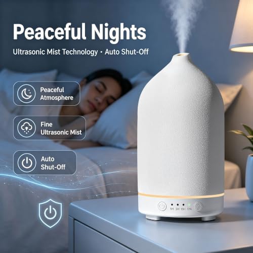 Gooamp 200ML Ceramic Essential Oil Diffuser for Home, Stone Diffuser 2 Pack - Image 5