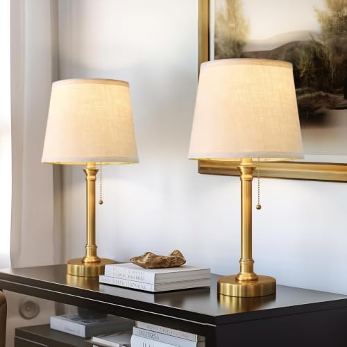 Oneach 19.5” Brass Gold Small Table Lamps Set of 2 for Living Room Bedroom by Oneach