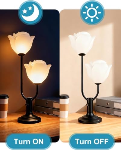 Lightdot Black Flower Table Lamp Dimmable Floral Modern Nightstand Lamp - Image 5