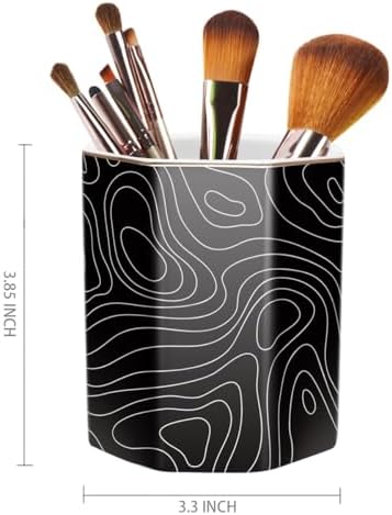 Black Pen Holder, Pencil Cup for Desk, Cute Desk Organizer, Durable Ceramic Decorative Makeup Brush Desktop Accessories, Stylish Stationery for Office, Home, Abstract Pattern - Image 2