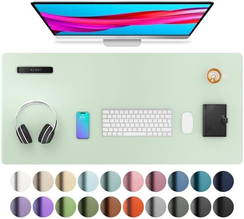 Aothia Large PU Leather Desk Pad Protector – Non-Slip Mouse Pad & Writing Mat for Office/Home, Waterproof, Easy to Clean (36" x 17", Aqua) by AothiaSimpleNaturalUnique