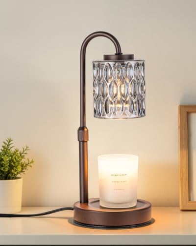 CASTLELIFE Dimmable Candle Warmer Lamp with Timer, Height Adjustable Candle Warmer for Jar Candles, Electric Wax Melt Warmer for Home Decor House Warming Gifts, Birthday Gifts for Women,Coffee- Glass by CASTLELIFE
