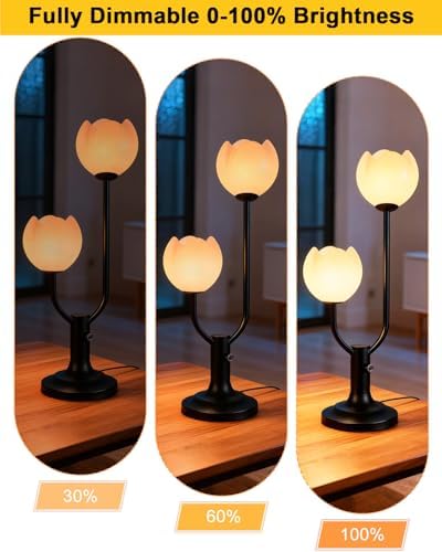 Lightdot Black Flower Table Lamp Dimmable Floral Nightstand Lamp - Image 3