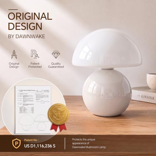 Dawnwake Mushroom Lamp Table Lamp for Bedroom-Small Desk Table Lamps,White - Image 5