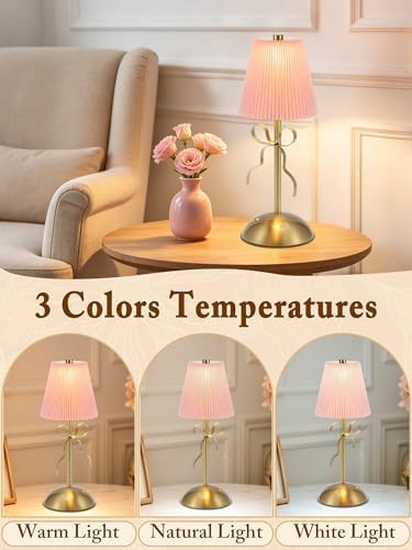 Bow Table Lamps,Cordless Rechargeable LED Table Lamps for Living Room - Image 2