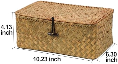 Seagrass Wicker Storage Basket with Lid, Medium, Natural - Image 4
