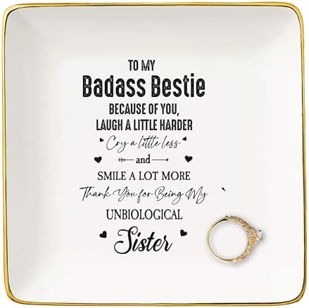 Friendship Gift for Woman Best Friends, Birthday Christmas Gift for Bestie,BFF Unbiological Sis Sister-in-Law,Soul Mate Present-White Elephant Present Exchange-Jewelry Tray Trinket Holder Ring Dish by NZY