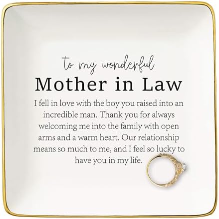 Mother of the Groom Gifts from Bride,Bridal Shower Gifts,Wedding Thank You Presents for New Mom from New Daughter-Ceramic Jewelry Tray Trinket Holder Ring Dish,to My Wonderful Mother in Law by NZY