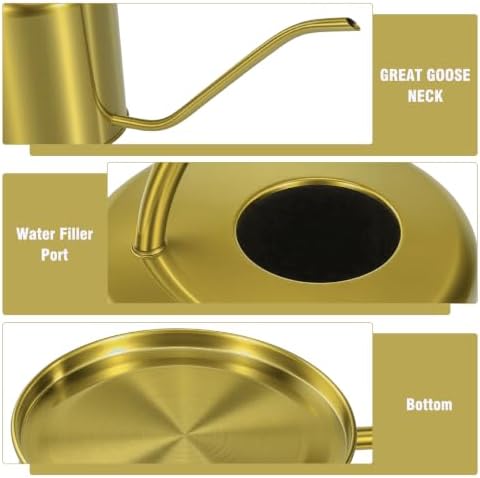 Plant Watering Can, 50 oz / 1500 ml Stainless Steel Metal - Modern Decorative with Long Spout for Indoor Potted Plants, Bonsai, Garden Flowers, Gold - Image 5